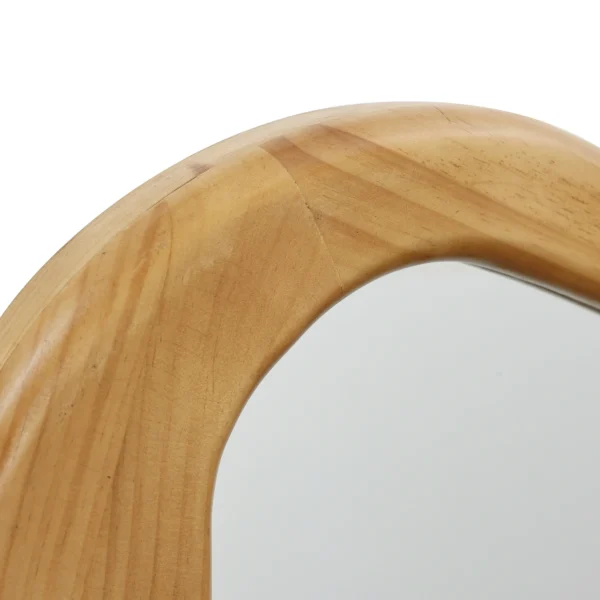 LuxenHome Natural Pine Wood Frame Irregular Oblong Wall Mirror - Image 7
