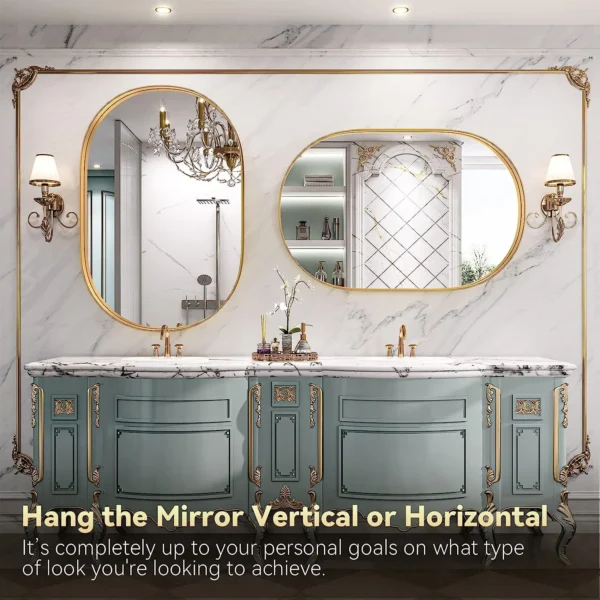 Scifil Gold Oval Mirror for Bathroom Vanity 20x30 Inch, Metal Framed Bathroom Wall Vanity Mirror, Modern Pill Shaped Mirror for Bedroom Living Room Wall Decor Hang Vertical and Horizontal - Image 7