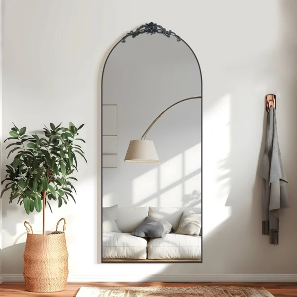 71x32 Modern Wood Frame Arched Full Length Mirror Oversize Mirror Floor Mirror,Black - Image 5
