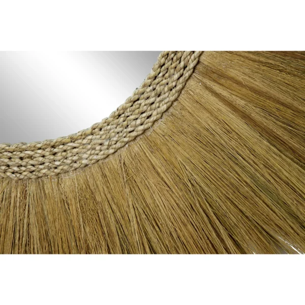 DecMode 45" x 45" Brown Tribal Inspired Sunburst Grass Wall Mirror with Coiled Rope Center - Image 7