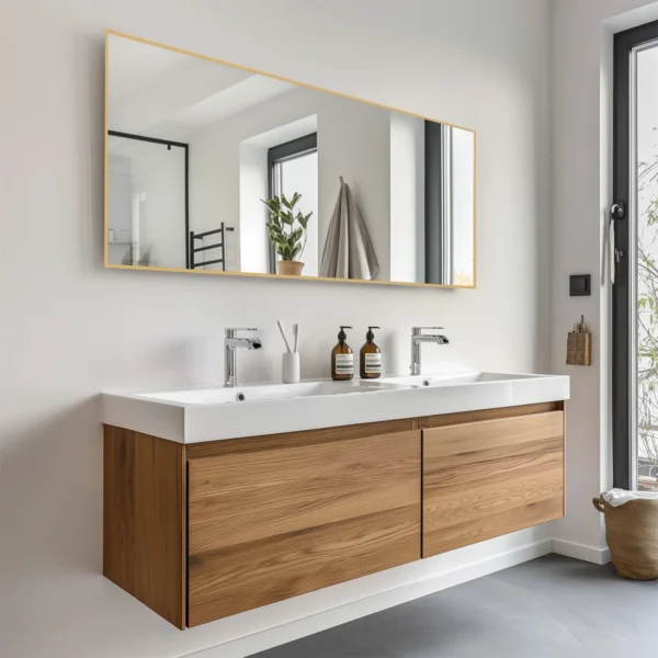 Full Length Mirror 59"x16" Rectangle Floor Mirror with Stand Wall Mounted Mirror for Full Body,Gold - Image 5