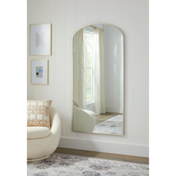 Better Homes and Gardens 30x60 Brushed Gold Aluminum Arch Mirror - Image 5