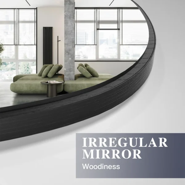 RACHMADES Irregular Wall Mirror, 33.5"×20.5" Asymmetrical Mirror, Bathroom Mirror Large Vanity Mirror for Wall Decor Mirror - Image 5