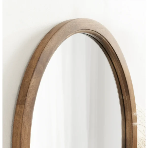 Kate and Laurel Hogan Farmhouse Oval Framed Wall Mirror, 18 x 24, Natural Rustic, Decorative Traditional Wood Mirror with Soft Curvature and Oval Shape - Image 4