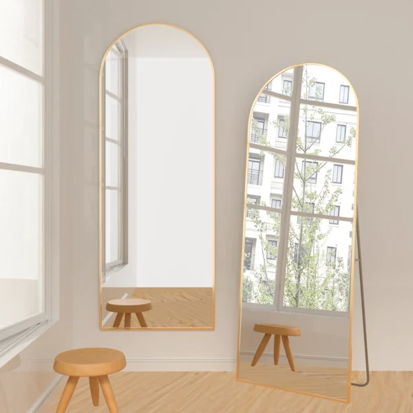 CISTEROMAN Arch Full Length Mirror Arched Mirror 64"x21" Floor Mirror with Stand Full Body Mirror Gold Mirror Bedroom Wall Mirror - Image 4