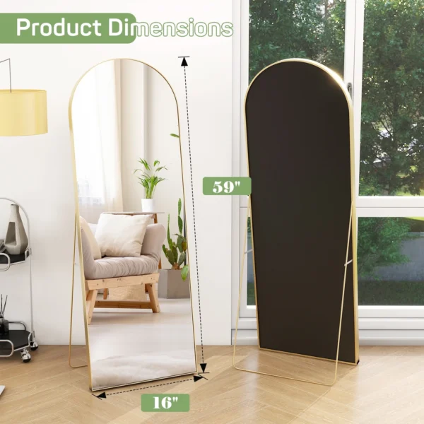 59"x16" Arched Full Length Mirror Large Full Body Floor Mirror with Stand Wall-mounted Mirror for Dressing,Gold - Image 7