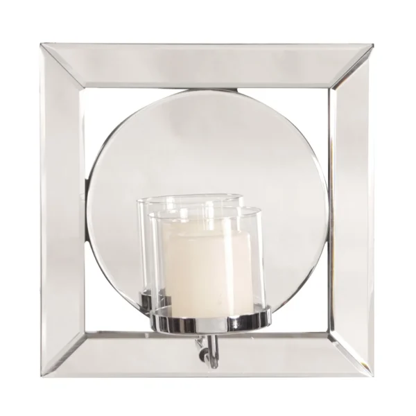 Tyler Dillon Square & Circle Decorative Wall Mirror with Candle Holder 12" x 12" - Image 4