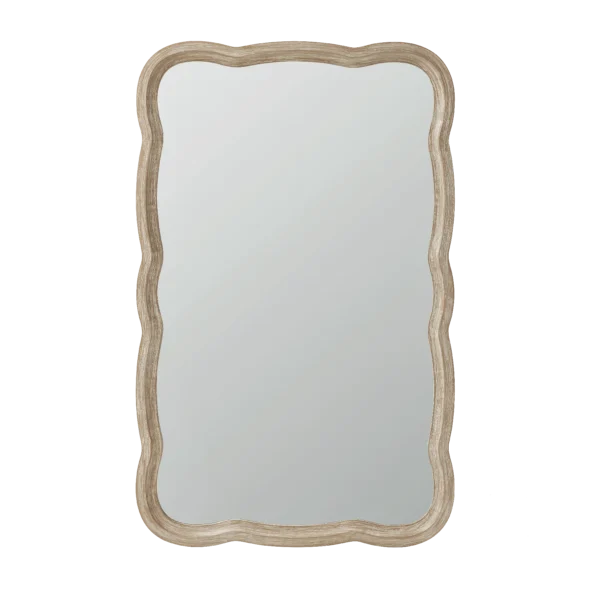 COZAYH Curved Wood Frame Accent Mirror, Farmhouse French Country Decorative Wall Mirror, Rectangle 23.5" L x 38" W, Natural - Image 6