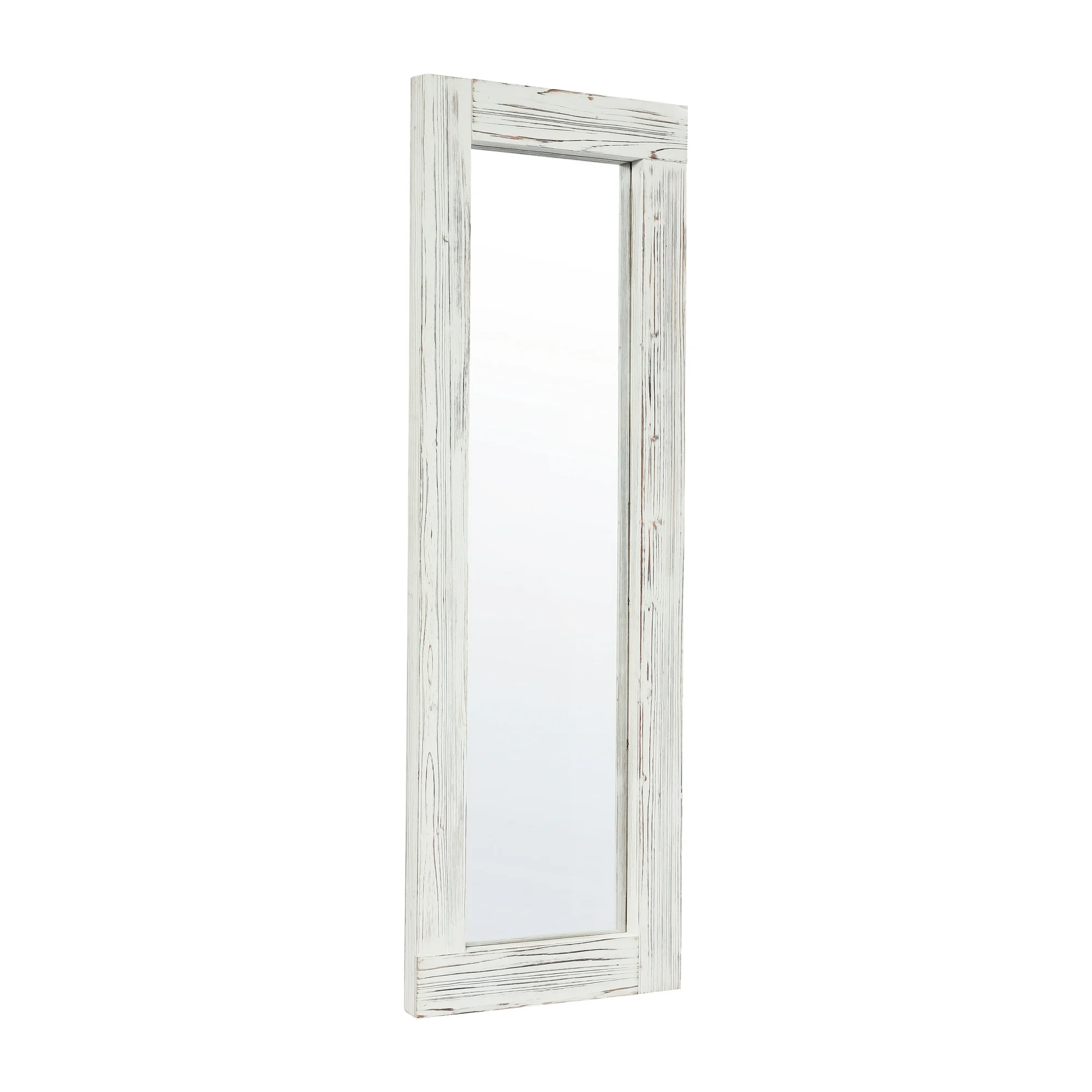 Emma + Oliver Rustic Solid Wood 22"x65" Full Length Floor Mirror, Wall Mounted or Wall Leaning, White Wash - Image 6