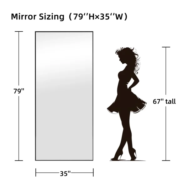 Anyask Rectangular Full Length Mirror with Stand 59"x16" Standing Leaning Mirror Hanging Mounted Full Body Mirror, Black - Image 5
