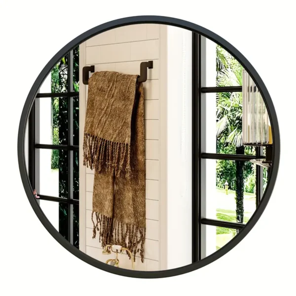 24 inch Black Round Mirror, Bathroom Vanity Wall Mirror with Frame, Entryway Living Room Decor. - Image 4