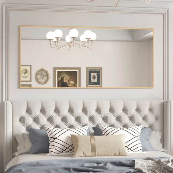 RACHMADES Full Length Mirror 65"x24" Floor Mirror Stand Gold Wall Large Full Body Mirror Rectangle - Image 10