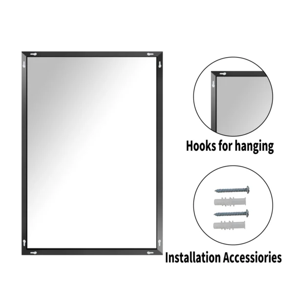 SEETHRUGLIMMER 38"x26" Rectangular Bathroom Wall Mirror with Metal Frame, Black - Image 5