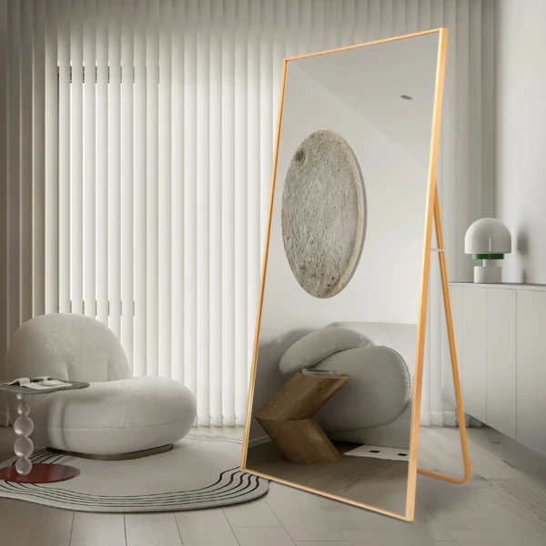 RACHMADES Full Length Mirror 65"x24" Floor Mirror Stand Gold Wall Large Full Body Mirror Rectangle - Image 11